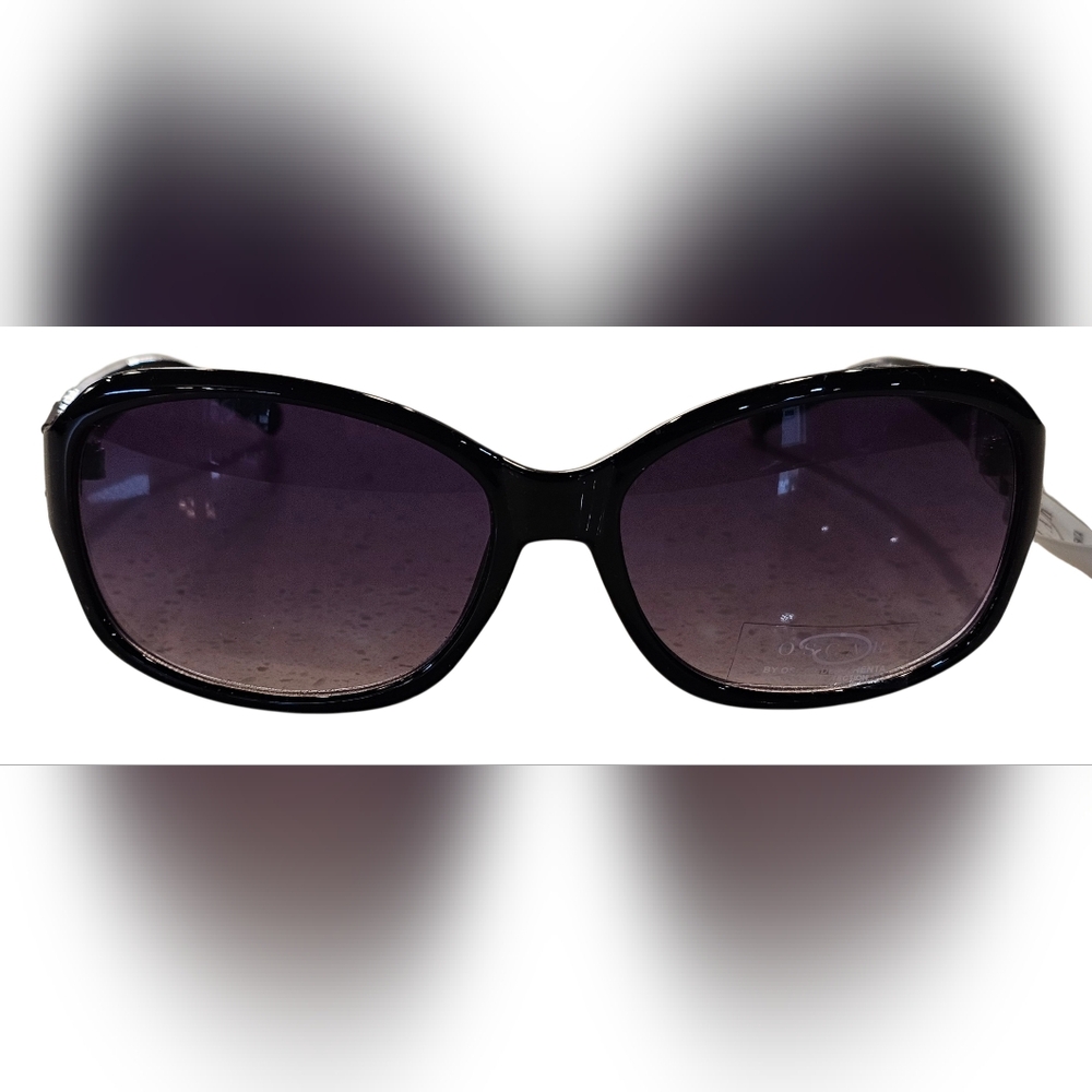 Oscar de la Renta Black Oversized Gradient Sunglasses, New W/ Soft Leather Case.